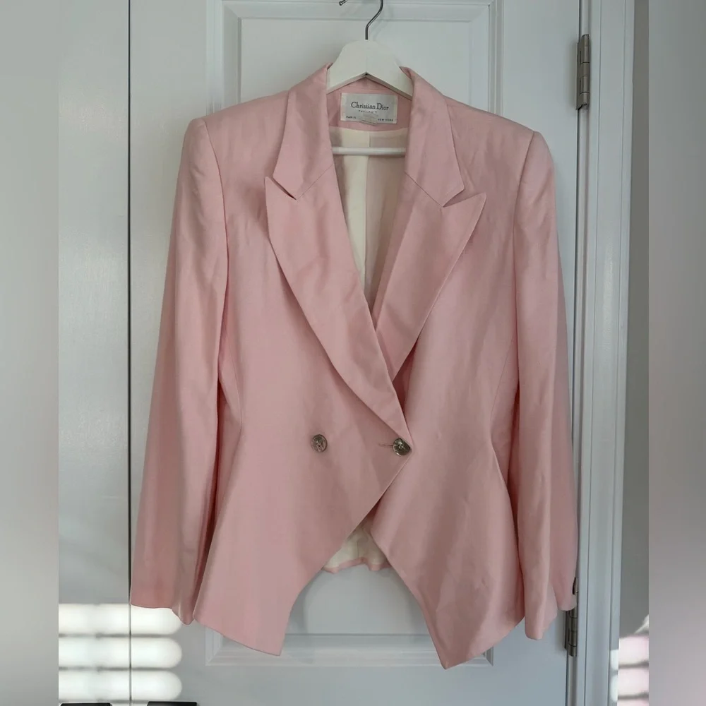 Vintage Christian Dior Peplum Blazer Light Pink Size 12